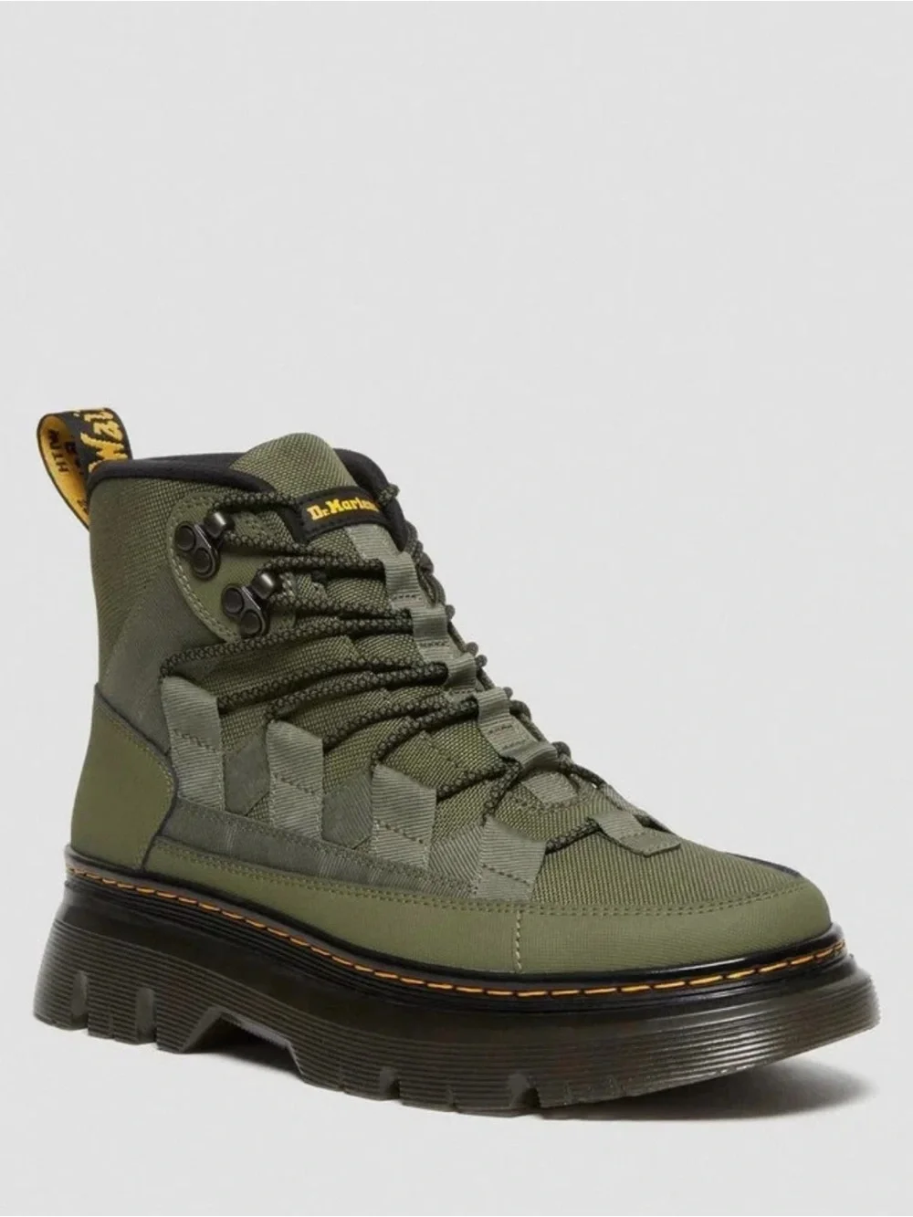 Dr. Martens Olive Canvas Lug-Sole Boots